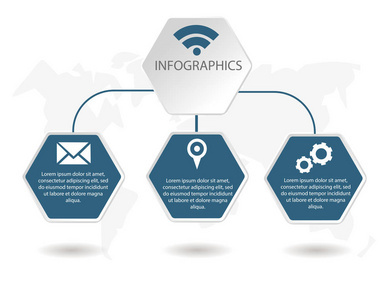 現代矢量插圖 三六邊形元素與信息模板的商務應用